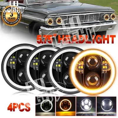 4 peças 5 3/4" 5.75" faróis de LED Hi-Lo DRL para Ford Country Sedan Galaxie 500 - Imagem 1 de 4