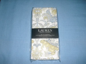 NUEVO Lauren Ralph Lauren Juego de 4 servilletas de cena 20 x 20 100% algodón azul amarillo - Imagen 1 de 5