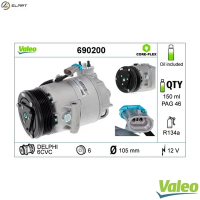 COMPRESSOR AIR CONDITIONING 690200 FOR VAUXHALL ASTRAVAN/Mk OPEL 4cyl ASTRA Mk V - Image 1 of 4