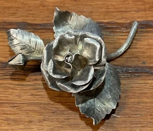 Vintage Signed Taxco Mexico Sterling Silver Eagle Essay 3D Stunning Rose Brooch - Picture 1 of 5