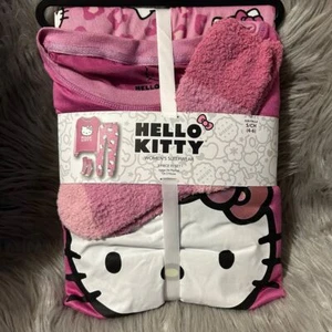 Hello Kitty 3 Piece Pajama Set Womens Size Small (4-6) Pink Pajamas Pjs Socks - Picture 1 of 6