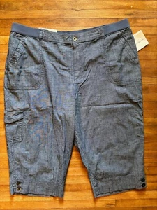 Croft & Barrow Natural Fit Women's 420 Chambray Blue Capri Pants Size 22 W - Picture 1 of 5