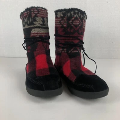 Madden Girl Jackmen Plaid Tribal Print Boots Womens 8 Fleece-lined Buffalo Plaid - Image 1 of 4