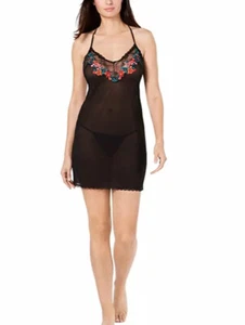 INC Intim schwarz Negligee Spitze und Blumen und passendes Höschen Neu mit Etikett - Bild 1 von 3