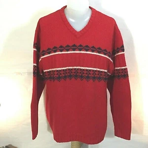 Shetland Wool Sweater Mens XL By Structure Red Blue White Vintage 80s - Picture 1 of 8