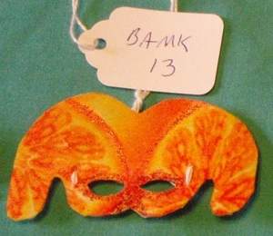 Máscara Naranja Arlequín Mardi Gras Rojo Brillo para Muñecas de Moda de 5"-12" BAMK13 - Imagen 1 de 2