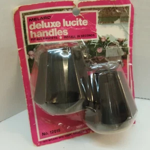 De colección Nuevo NOS Años 70 Melard Negro Lucite Manijas Grifo Acrílico Fregadero Baño Fregadero Repuesto - Imagen 1 de 9