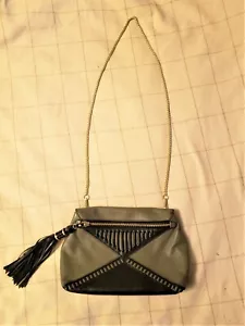 Rafe New York Eva Olive and Black Leather Crossbody Bag with Woven Detail - Picture 1 of 12
