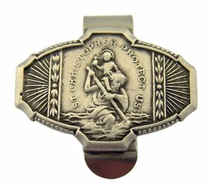 N.G. Pewter Saint Christopher Protect Us Auto Visor Clip for Cars, 2 1/2 Inch - Picture 1 of 2