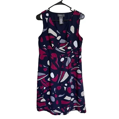 Vestido para mujer George By Mark Eisen talla 8 azul marino con gris frambuesa blanco Foto 1 de 3