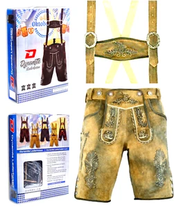 PANTALONES CORTOS OKTOBERFEST ALEMANES TRADICIONALES PARA HOMBRE PANTALONES CORTOS BÁVAROS PANTALONES CORTOS DE CUERO - Imagen 1 de 7