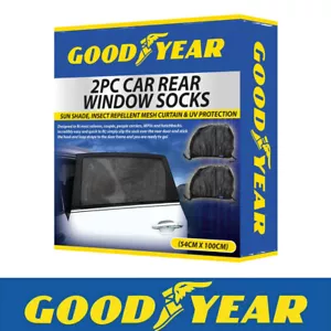 Goodyear 2Pcs Car Sun Shade Shield Socks Rear Side Window Large Cover UV Mesh - Picture 1 of 4