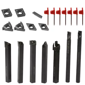 1/2" Lathe Indexable Carbide Insert + Turning Tooling Bit Holder Set N6N1 - Picture 1 of 9