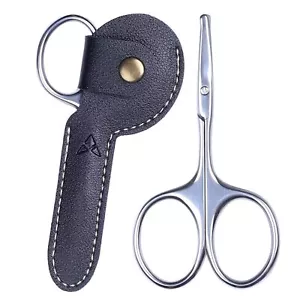 PROFESSIONAL Nose Hair Small Scissors with Leather Case Black - Picture 1 of 8