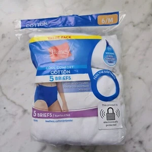 Paquete de 5 calzoncillos Hanes blancos talla 6/M para mujer absorbentes frescos cómodos de tela de algodón - Imagen 1 de 6