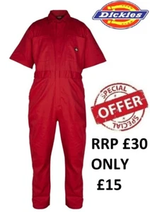 Dickies Lightweight Short Sleeved Cotton Overalls Coverall Boilersuit RED WD2299 - Picture 1 of 3