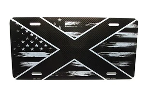 ALABAMA STATE FLAG AMERICAN FLAG BRUSHED METAL CAR NOVELTY LICENSE PLATE TAG - Picture 1 of 15