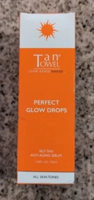 Tan Towel Perfect Glow Drops Self Tan Tanning Anti Aging Serum Face Body 1.69 Oz - Изображение 1 из 4