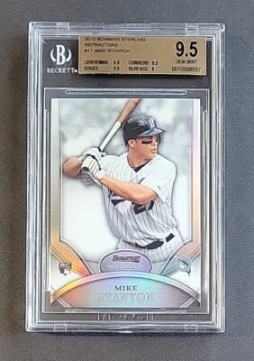 Mike Stanton 2010 Bowman Sterling Refractor #/199 RC #17 BGS 9.5 GEM MINT Rookie - Image 1 of 4