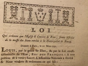 Révolution / Louis XVI /BROU/ BOURG/AIN /FOIX, 1791 - Imagen 1 de 3