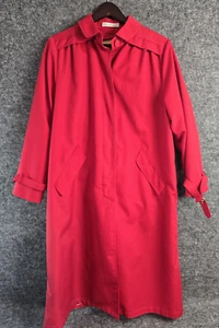 Coat Womens Trench Misty Harbor Red Wool Blend Zip Out Liner Size 10 vtg - Picture 1 of 10