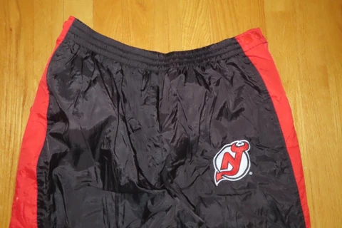 Vintage 1990s Logo Athletics NEW JERSEY DEVILS Embroidered LG Nylon Hockey Pants Cover