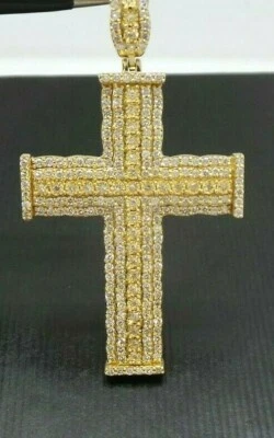 ПОТРЯСАЮЩИЙ 10K YG БРИЛЛИАНТ КЛАСТЕР КРЕСТ ПОДВЕСКА 3.00 TCW A15999 8,79 грамм - Изображение 1 из 4