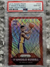 2015-16 Panini Prizm D'ANGELO RUSSELL #285/350 Ruby Wave Rookie PSA 10 Gem Mint