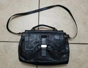 BOTKIER Black Leather Shoulder Bag Purse Satchel Magnetic Closure Handcr Luxury  - Picture 1 of 12