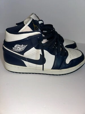 Hombres Talla 10 Nike Air Jordan 1 Retro Alto Medianoche Azul Marino Blanco Zapatos Foto 1 de 4