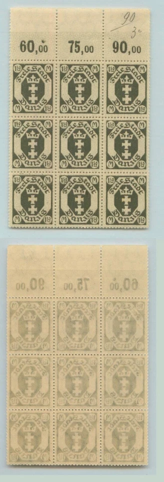 Danzig 🇩🇪 1922 SC 84 MNH blocks strip of 12 non  1921-1930 . g4670 - Image 1 of 1