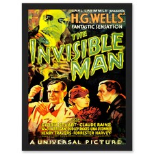 Movie Film Invisible Man HG Wells Classic Horror Sci Fi USA A4 Framed Art Print