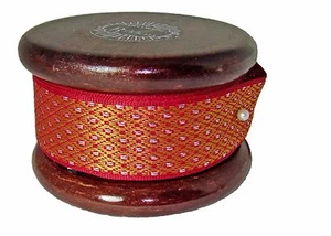 Made in India Gold & Silver Metallic Diamond on Red Ribbon 1" x 10yrd Wood Spool - Picture 1 of 2