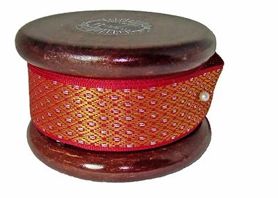 Made in India Gold & Silver Metallic Diamond on Red Ribbon 1" x 10yrd Wood Spool - Image 1 of 2