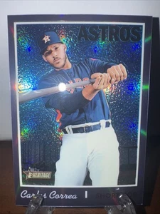 2019 Topps Heritage - Short Print Carlos Correa #THC-423 Chrome Purple Refractor - Picture 1 of 2