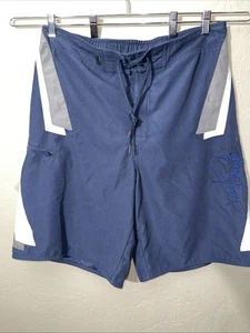 TONY HAWK BOARDSHORTS SWIM TRUNKS MEN’S SIZE LARGE (33-35) BLUE/WHITE EUC - Picture 1 of 5