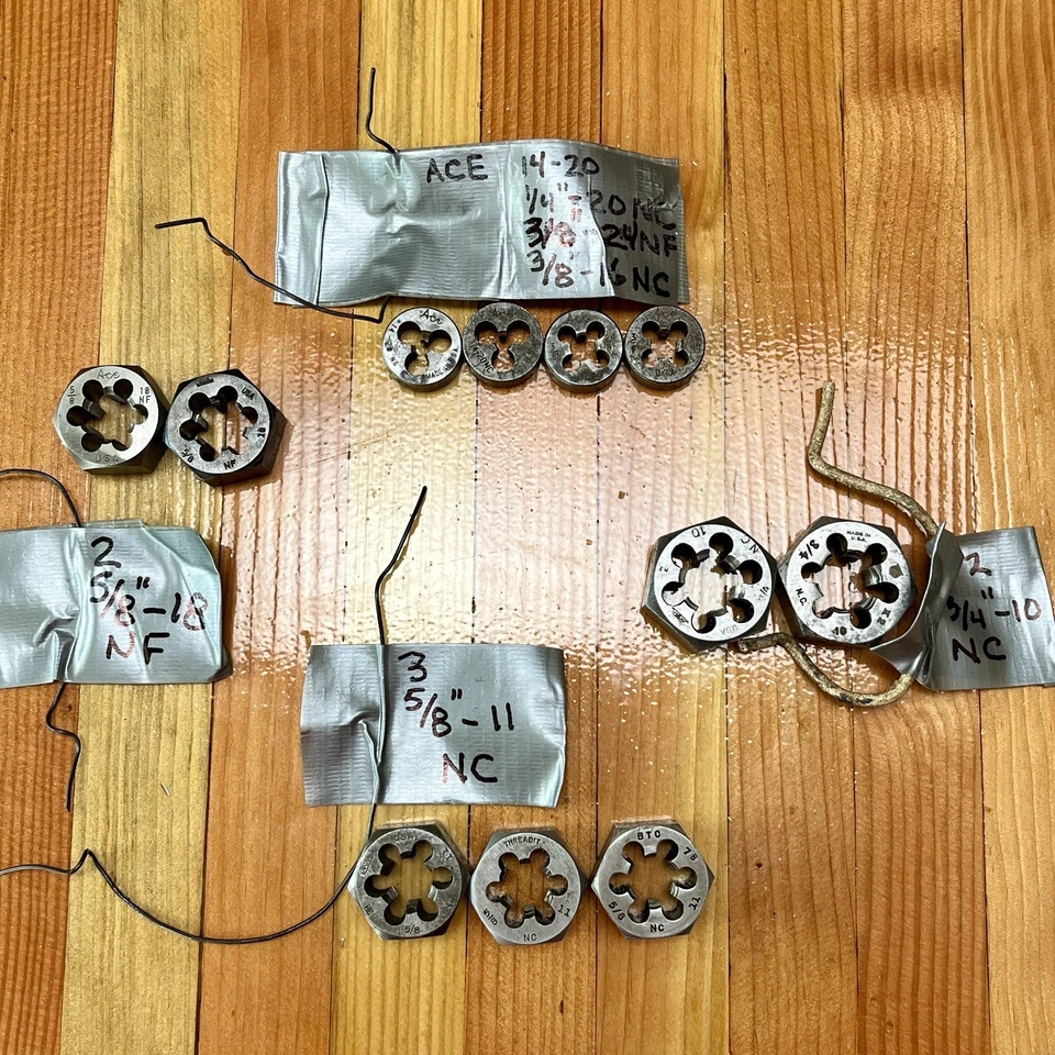 Vintage ACE & Others Threading Dies Lot Of 11 USA Made Duplicates - Image 1 of 4