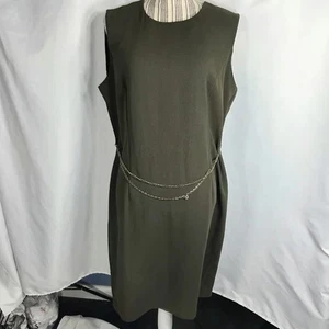 Vestido Studio I Vintage Look Años 60/70 Estilo Oliva Sin Mangas con Cadena Frontal Talla 14 - Imagen 1 de 8