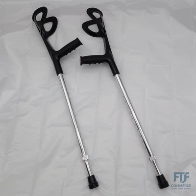 AIESI® Orthopädische Krücken individuell verstellbar aus schwarz eloxi... AHS149 - Bild 1 von 3