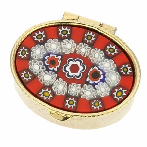 GlassOfVenice Murano Glass Small Millefiori Pill Box - Oval - Picture 1 of 4