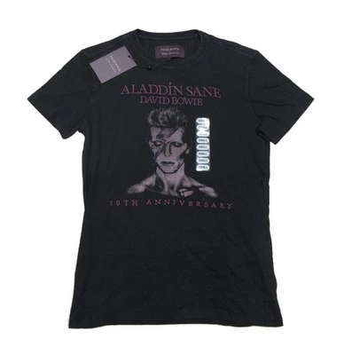 Мужская винтажная вареная футболка David Bowie x John Varvatos Aladdin Sane черная - Изображение 1 из 4