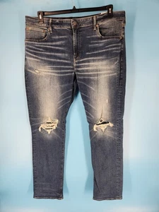 Neu American Eagle Skinny Distressed AirFlex + blau Herrenjeans Größe 42 x 32 - Bild 1 von 4