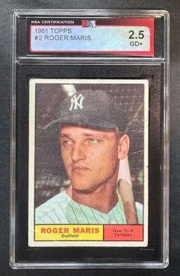Tarjeta de béisbol 1961 Topps #2 Roger Maris New York Yankees KSA 2,5 GD+ MLB HOF Foto 1 de 4