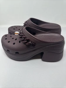 CROCS Siren Dark Cherry Chain Clog Block Heel Comfort Platform Womens 12 Mens 10 - Picture 1 of 8