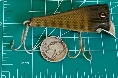 Señuelo vintage Creek Chub MADERA VIDRIO OJOS escala Pop N DUNK TOPWATER raro CCBC en muy buen estado+ Foto 1 de 4