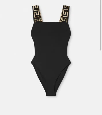 Versace Greca Border One-Piece Swimsuit Black  Size 2 (US S) Authentic 395$ NWT - Image 1 of 4