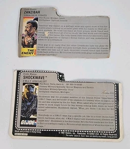 Tarjetas de archivo Gi Joe vintage con tarjetero ARAH 1982-1988 Shockwave y Zanzíbar - Imagen 1 de 5