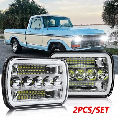 Fit Ford F100 1978 1979 1980 1981 1982 1983 7x6" LED Headlights Hi/Lo Beam - Image 1 of 4