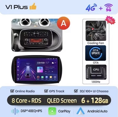 Autoradio Smart Fortwo 453 Android 14 6G+128GB CarPlay-ANDROIDAUTO Wireless. - Imagen 1 de 4