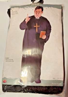 Черный костюм священника туши с прикрепленным воротником один размер подходит большинству - Изображение 1 из 2